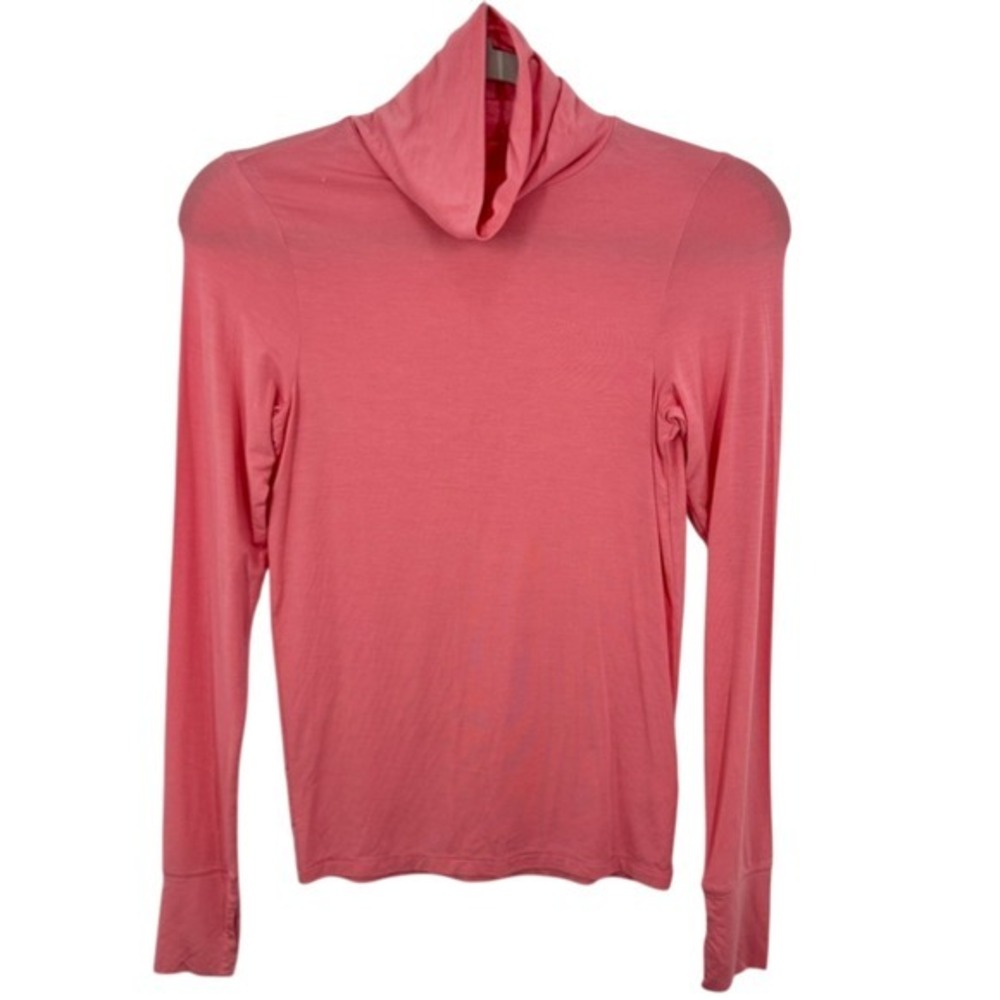 Offline by Aerie Womens Coral Pink Modal Turtleneck Longβ Sleeve Top Thumbholes